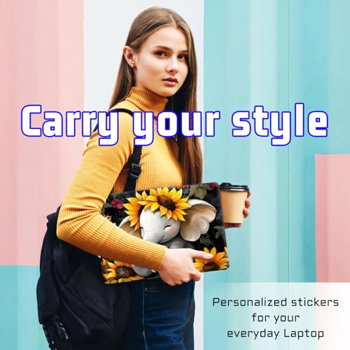Universal Laptop Skin Sticker Decal, Compatible with MacBook HP Dell Lenovo 12"-15.6", Reusable Vinyl Notebook Cover 3PCS Set, High-Recognition Film-Sunflower Baby Elephant - color: Sunflower Baby Elephant