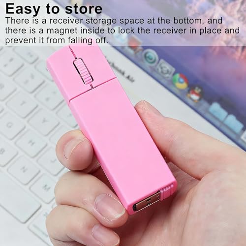 Wireless Bluetooth Mouse, Mini 3-Mode (BT4.0/5.0+2.4G) Finger Noiseless Rechargeable Travel Small Mice with Mouse Case, 3 Buttons Ultra Lightweight Portable Wireless Mice for Desktop Laptops PC（Pink） - color: Pink