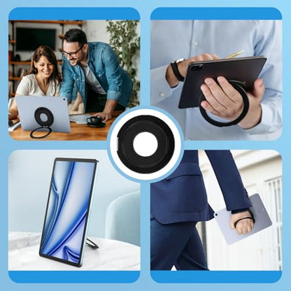 Universal Tablet Mount , Ring Holder Stand Grip for iPad Pro Air Mini,Black | Adjustable 360 Degrees Rotating Tablet Holder Fit for ipad/Kindle/e-reader and 6-13” Device,Compatible with Magsafe Stand - color: Black