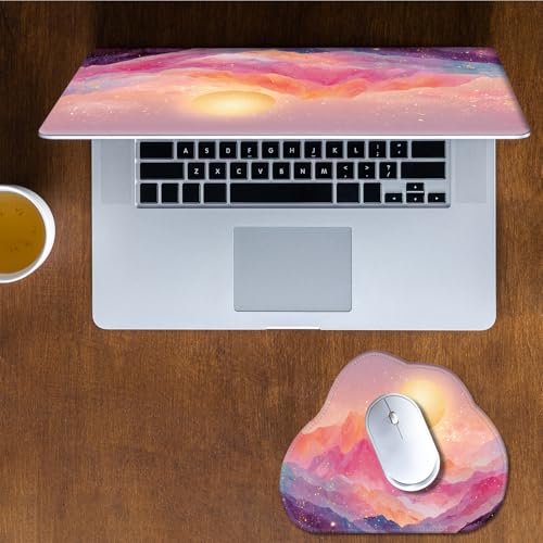 Laptop Skin Sticker Decal 15-15.6 Inch with Cute Mouse Pad, Universal Reusable Vinyl Sticker for 12.1 13 13.3 14 15.4 Inch Netbook and Notebook PC, Pink Mountain - color: Pink Mountain