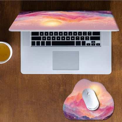 Laptop Skin Sticker Decal 15-15.6 Inch with Cute Mouse Pad, Universal Reusable Vinyl Sticker for 12.1 13 13.3 14 15.4 Inch Netbook and Notebook PC, Pink Mountain - color: Pink Mountain