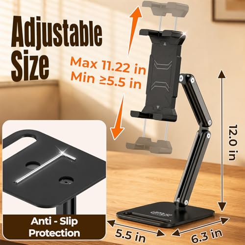 Urmust Portable Monitor Stand for 10-18.5 Inch Screens, Dual Adjustable Arm | Weighted metal base, foldable dual arm, adjustable viewing angle, stable laptop second screen for home office, travel - size: Dual-arm