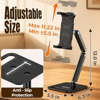 Urmust Portable Monitor Stand for 10-18.5 Inch Screens, Dual Adjustable Arm | Weighted metal base, foldable dual arm, adjustable viewing angle, stable laptop second screen for home office, travel - size: Dual-arm