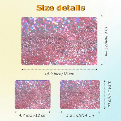 Universal Laptop Skin Sticker with 2 Wrist Pad Decals, 3-Piece Removable Vinyl Laptop Cover, Pink Glitters Waterproof Anti-Scratch, Easy-Trim Fit for 13.3" 14" 15.6" Laptops - color: Pink Glitters