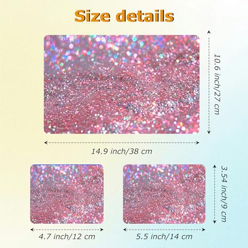 Universal Laptop Skin Sticker with 2 Wrist Pad Decals, 3-Piece Removable Vinyl Laptop Cover, Pink Glitters Waterproof Anti-Scratch, Easy-Trim Fit for 13.3" 14" 15.6" Laptops - color: Pink Glitters