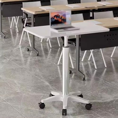 Adjustable Height Standing Desk, School Speech Lifting Stand Up Desk, Portable Swivel Mobile Laptop Table, Sofa Side Table with Brake Rollers(White) - color: White