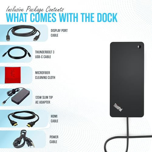 Lenovo 40AN0135US Thunderbolt 3 Dock Gen 2 - Thinkpad Docking Station | Thunderbolt 3/USB-C Ports, Dual 4K 2×HDMI & 2×DP, 135W Power Delivery, 4×USB 3.1 Gen2, RJ45 Ethernet, Audio, Security Lock
