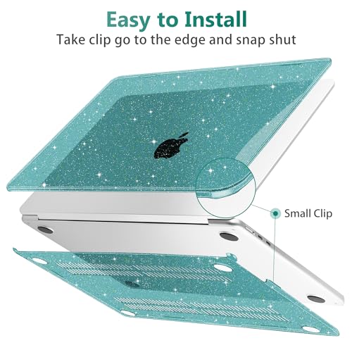 May Chen Case for MacBook Air 13/13.6-inch (M5/M4/M3/M2, 2022-2026 Models A3449 A3240 A3113 A2681), Lightweight | Closes Seamlessly | Ideal for Work Hard Shell Case, Dark Cyan Glitter - color: Dark Cyan Glitter