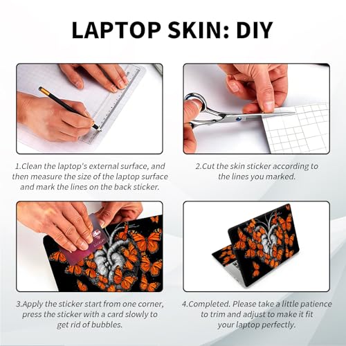Universal Laptop Skin, DIY Cut-to-Fit Vinyl Cover Compatible with HP, Dell, Lenovo, Mac (13.3" to 15.6"), Anti-Scratch, No Residue & Bubble-Free Protective Decal Sticker, Gothic Heart Butterfly - color: Gothic Heart Butterfly