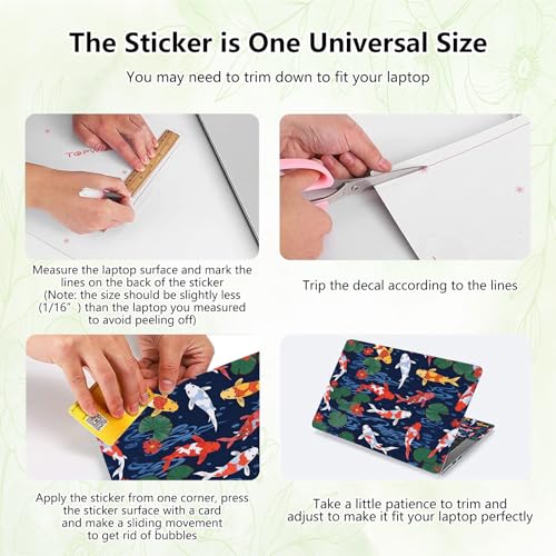 Laptop Skin Sticker Decal, Universal Reusable Vinyl Laptop Cover for 12" 13" 13.3" 14" 15" 15.4" 15.6" Notebook PC, Reusable Waterproof Scratch-Resistant with 2 Wrist Pads,Cute Koi Fishes - color: Cute Koi Fishes