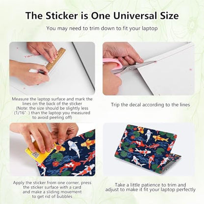 Laptop Skin Sticker Decal, Universal Reusable Vinyl Laptop Cover for 12" 13" 13.3" 14" 15" 15.4" 15.6" Notebook PC, Reusable Waterproof Scratch-Resistant with 2 Wrist Pads,Cute Koi Fishes - color: Cute Koi Fishes