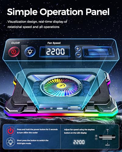 AICHESON Laptop Cooling Stand Gaming RGB Cooler for 15-19 inch Heavy Laptop | Gamer PC Computers Partner Fan with Full RGB Lights, 1 Big Powerful Fan Pull Up Stand Heat Dissipation - color: 5V