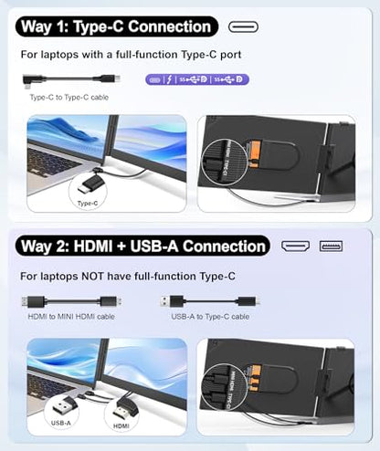 Laptop Screen Extender 1.87lbs Ultra-Portable & Ultra Slim, 14.2" FHD 1080P Dual Portable Monitor for 14"-17.3" Laptop, Plug & Play Travel Monitor Extender Compatible with Wins/Mac/Chrome/Android - size: 14.2" Dual Screen