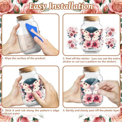 Flower Moth UV DTF Cup Wraps, 10 Sheets Transfer Sticker | Waterproof UV DTF Stickers, Custom Vinyl Decals for 16oz Coffee Cups Tumblers Bottles Mugs, DIY Gifts & Crafts - style: Flower Moth