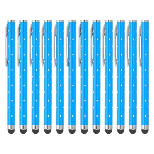 PATIKIL Stylus Pens for Touch Screens, 12 Pcs High Precision Universal Bling Stylus Crystal Metal Capacitive Pen for Touch Screen Devices Phone Tablets Laptop, Blue - color: Blue