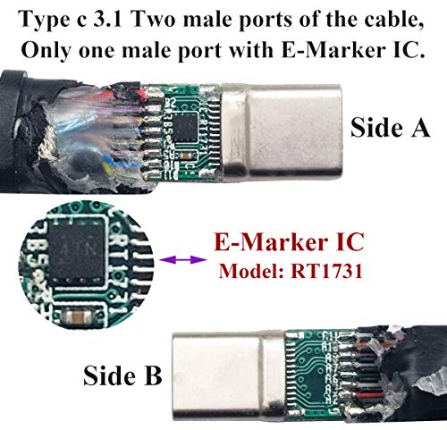 100W/5A USB-C to USB-C 3.1 Male Gen 2 (10Gbps) Connector Extension Cable, Supports Charging, Data, Audio, Video Cable for New MacBook, Samsung Galaxy S8, S9, S10(0.2M)