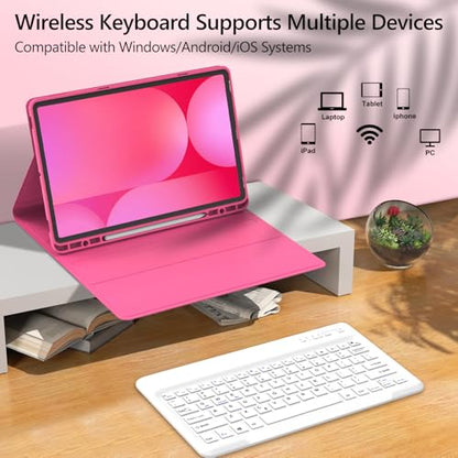 Galaxy Tab S9 FE+/ S9+ /S10+ 12.4 Inch Case with Keyboard, Detachable Bluetooth Keyboard with Pen Holder for Samsung Tab S10+ Plus/S9+ Plus/S9 FE+ Plus 5G 12.4", Pink - color: Pink, size: S9FE+ 12.4"