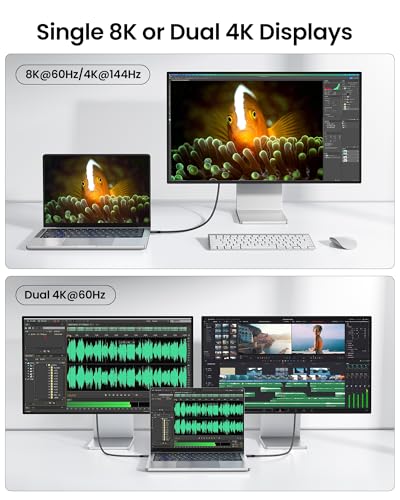 Silkland USB 4 for Thunderbolt 4 Cable 1FT, 40Gbps Data Transfer, 240W PD 3.1 Fast Charging, 8K/5K@60Hz, Short USB C Data Cable, Compatible for SSD, MacBook, iPhone 17/16, Docking, Hub - size: 1FT