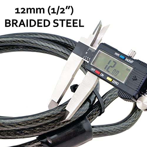 Lumintrail 12mm (1/2 inch) Heavy-Duty Security Cable, Vinyl Coated Braided Steel with Sealed Looped Ends (4', 7', 10', 15' or 30') (30-FT) - size: 30-FT