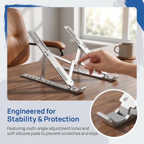 Ergonomic Laptop Stand, Plastic Laptop Riser, Portable and Adjustable Notebook Computer Holder Compatible,White - color: White