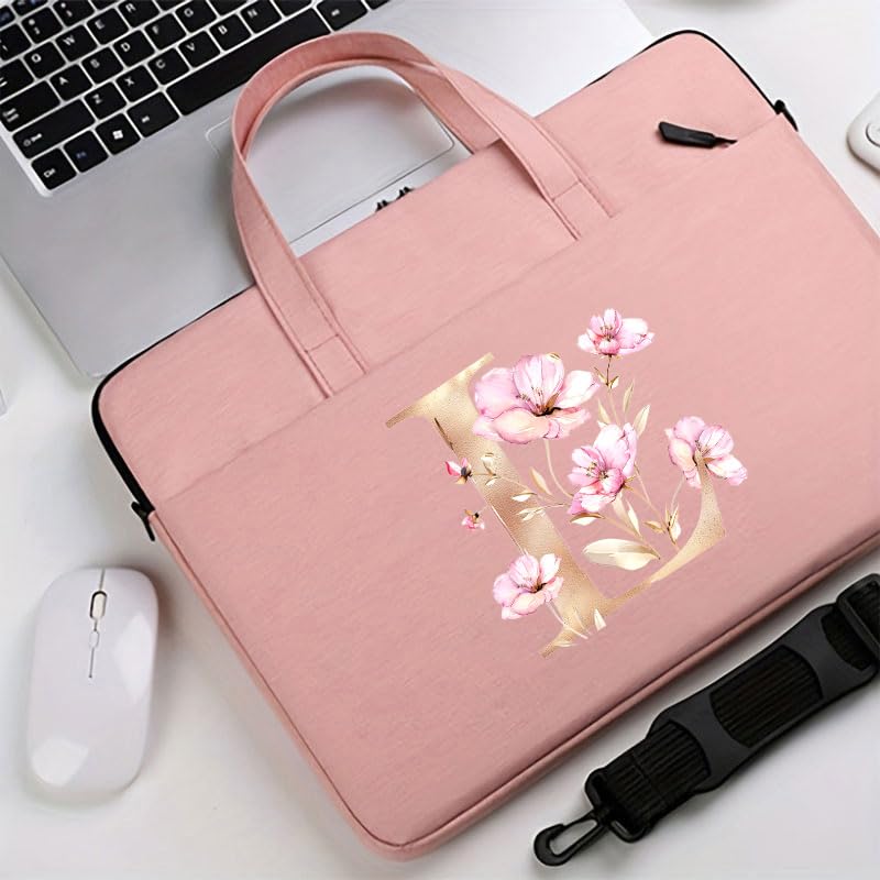 Computer Bag For Men & Women, With Initial Laptop Bag,14/15inches Messenger bag For Office、Business、Travel、School - color: Pk-l