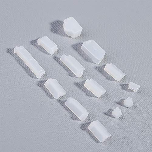 13Pcs/Set Protective Silicone USB RJ45 Port HDMI Interface Cover Anti-Dust Plug Dust Stopper Computer Accessories Dustproof Cover(Transparent) - color: transparent