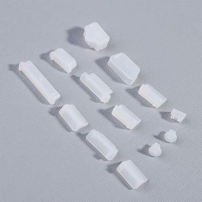 13Pcs/Set Protective Silicone USB RJ45 Port HDMI Interface Cover Anti-Dust Plug Dust Stopper Computer Accessories Dustproof Cover(Transparent) - color: transparent