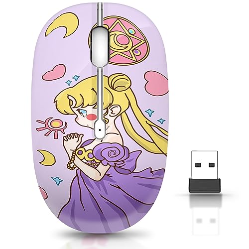 JUHOO Wireless Mouse with Nano Receiver for PC, Laptop, Notebook, Computer, MacBook, Less Noise, Portable Mobile Optical Mice - style: Princess Girl