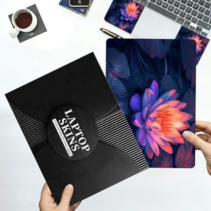 Universal Laptop Skin Sticker with 2 Wrist Pad Decals, 3-Piece Removable Vinyl Laptop Cover, Art Watercolor Lotus Waterproof Anti-Scratch, Easy-Trim Fit for 13.3" 14" 15.6" Laptops - color: Art Watercolor Lotus
