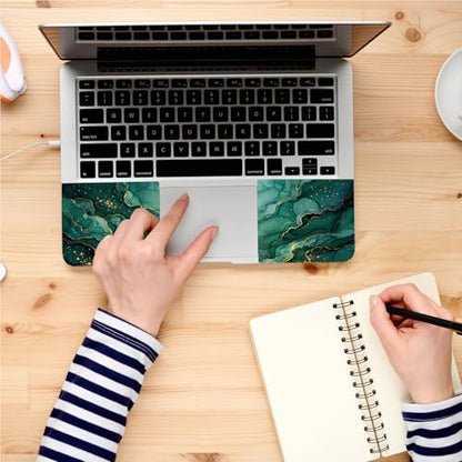 Universal Laptop Skin, DIY Cut-to-Fit Vinyl Cover Compatible with HP, Dell, Lenovo, Mac (13.3" to 15.6"), Anti-Scratch, No Residue & Bubble-Free Protective Decal Sticker, Emerald Gold Marble - color: Emerald Gold Marble