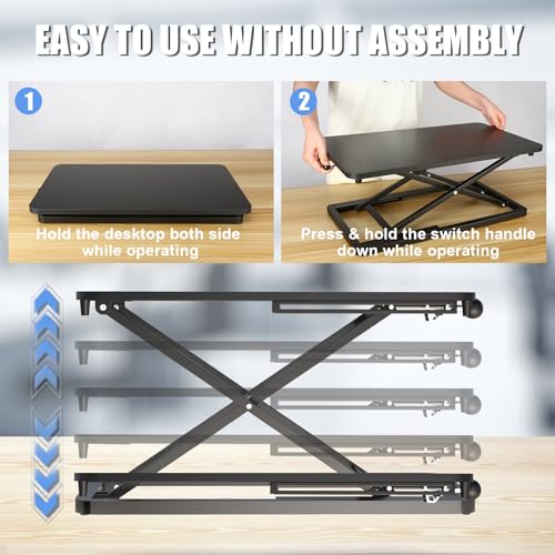 Keyboard Riser for Desk- 23.6’‘ Height Adjustable Standing Desk Converter, Table Lifter for Standing, Keyboard and Mouse Riser for Ergonomic Sit Stand Workstations, 6 Height Levels
