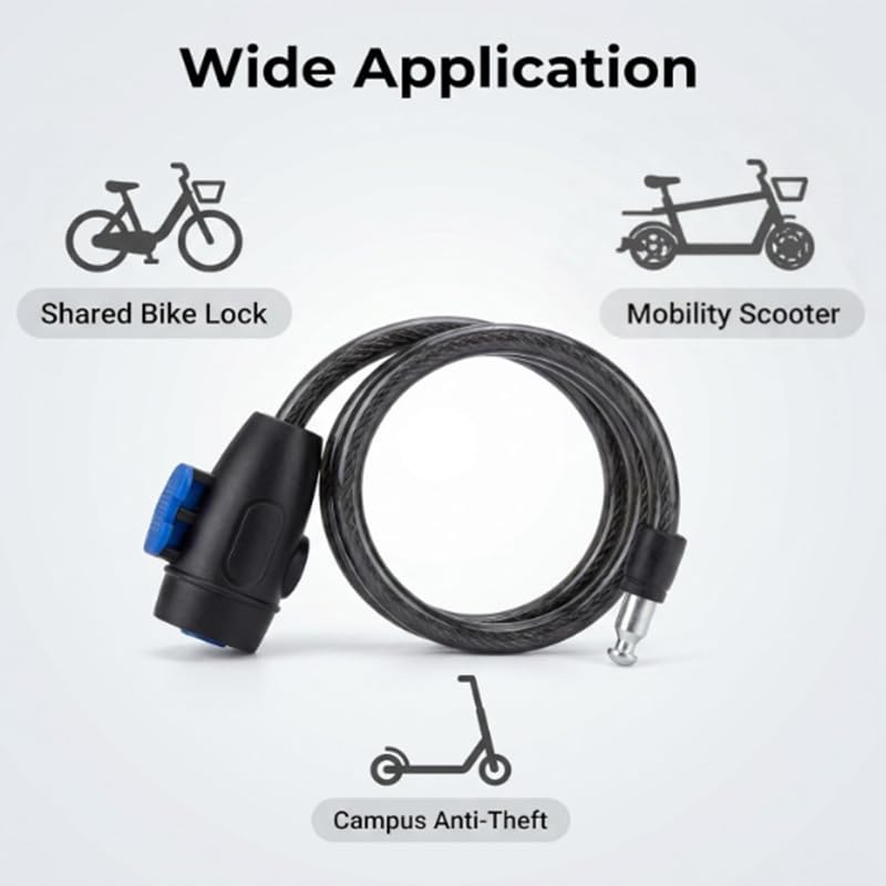 Bike Lock,Bike Cable Lock with Keys,Durable Steel,Coiled Steel Security Cable for Bicycle with Keys for Outdoor Equipment,Bicycles,Scooters,Fence