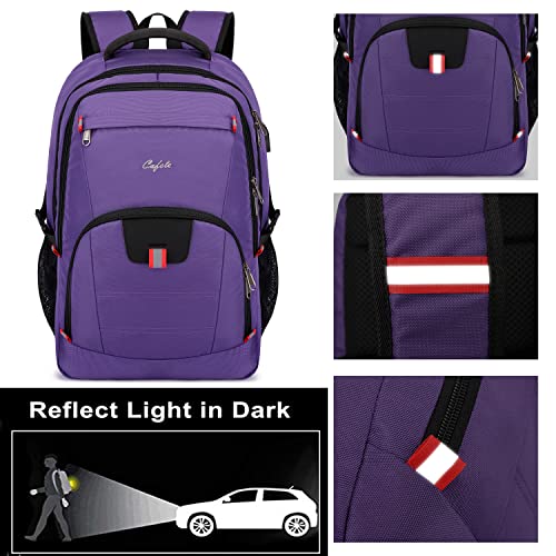 CAFELE Travel Laptop Backpack 17.3 inch,Extra Large School Backpack Bookbag Computer Rucksack with USB Charging Port,Water Resistant Backpacks for Business College Travel,Women Casual Daypack,Purple - color: Purple