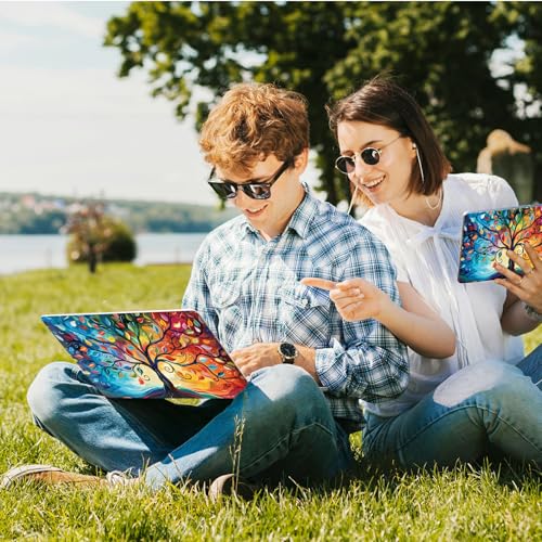Universal Laptop Skin Sticker with 2 Wrist Pad Skins, Waterproof Scratch Resistant Vinyl Laptop Cover Decal, Cut to Fit for 11–15.6 Inch MacBook HP Dell Lenovo, Elegant Colorful Tree - color: Elegant Colorful Tree