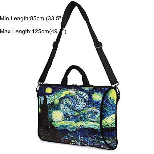 Violet Mist 14 Inch Laptop Shoulder Bag Carrying Case Laptop Sleeve 15 15.4 15.6 Inch Computer Messenger Bag Neoprene Waterproof Protective Tablet Handbag Handle Shoulder Strap, Starry Sky - color: Starry Sky, size: For 14"15"-15.6"