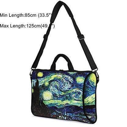 Violet Mist 14 Inch Laptop Shoulder Bag Carrying Case Laptop Sleeve 15 15.4 15.6 Inch Computer Messenger Bag Neoprene Waterproof Protective Tablet Handbag Handle Shoulder Strap, Starry Sky - color: Starry Sky, size: For 14"15"-15.6"