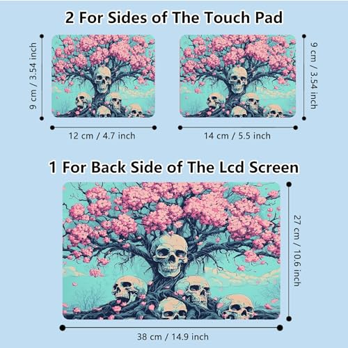 Universal Laptop Skin Sticker with 2 Wrist Pad Skins, Waterproof Scratch Resistant Vinyl Laptop Cover Decal, Cut to Fit for 11–15.6 Inch MacBook HP Dell Lenovo, Pink Tree Skull - color: Pink Tree Skull