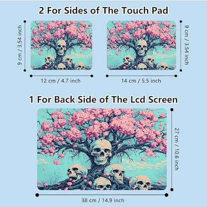 Universal Laptop Skin Sticker with 2 Wrist Pad Skins, Waterproof Scratch Resistant Vinyl Laptop Cover Decal, Cut to Fit for 11–15.6 Inch MacBook HP Dell Lenovo, Pink Tree Skull - color: Pink Tree Skull