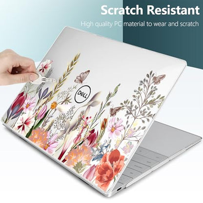 Batianda Cute Whimsical Wildflower Case for Dell XPS 13 Laptop 2024 2025 | Fits Model 9340/9345/9350 13.4" Display, Lightweight Slim Hard Shell Protection for Women and Garden Lovers - color: Flower field