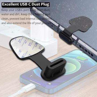 8 Packs New Dust Plug for iPhone 17 16 15 Series, USB C Cover Cap, USB C Port Cleaner, Phone Speaker Cover, with Cleaning Kit, Golden (Type C-17)