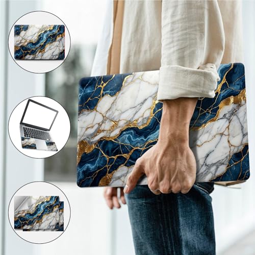 Universal Laptop Skin, DIY Cut-to-Fit Vinyl Cover Compatible with HP, Dell, Lenovo, Mac (13.3" to 15.6"), Anti-Scratch, No Residue & Bubble-Free Protective Decal Sticker, Blue Gold Marble - color: Blue Gold Marble