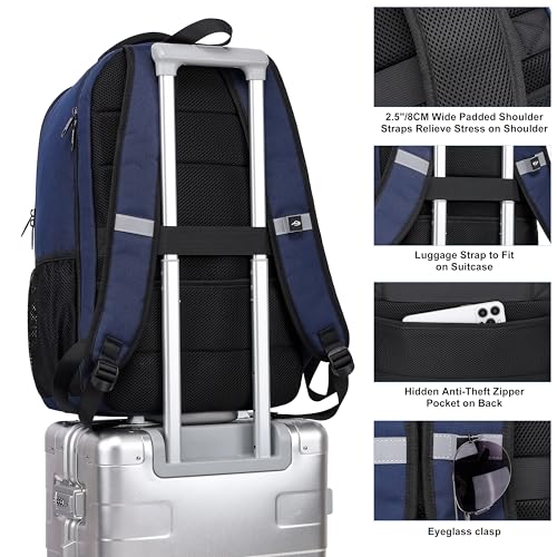 CAFELE Laptop Backpack, 17.3 Inch, Water-Repellent, USB Charging Port, for Business Travel School (Blue, 17.3 inches) - color: Blue