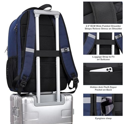 CAFELE Laptop Backpack, 17.3 Inch, Water-Repellent, USB Charging Port, for Business Travel School (Blue, 17.3 inches) - color: Blue