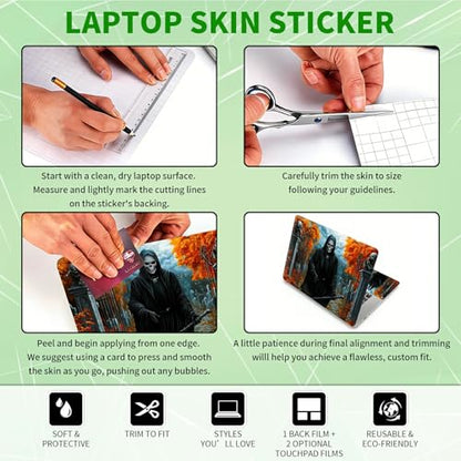 Laptop Skin Sticker Decal, Universal Protective Cover Fit 12 13 14 15.6 Inch Notebook, Reusable Water-Resistant Vinyl Decal w/ 2 Wrist Pads for Business Travel Office, Maple Skull - color: Maple Skull