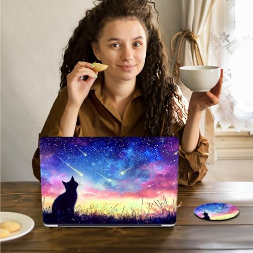 Laptop Skin Sticker Decal 15.6 Inch,12 13 13.3 14 15 15.6 in Laptop Netbook Skins for Notebook,Art Decal Removable Waterproof Scratch Resistant,Universal Vinyl Cover,Colorful Galaxy Cat - color: Colorful Galaxy Cat
