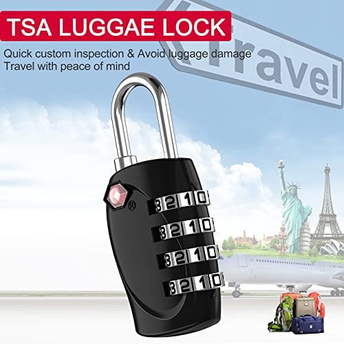 ZHEGE Suitcase Lock TSA Approved, 4 Digit Combination Luggage Lock (Black) | Resettable, for Backpack, Briefcase, Tent, Small Gym Locker Padlock - color: Black 1, size: 4 Digit Padlock