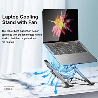 Portable Laptop Cooling Stand Fan Foldable Aluminum Alloy Notebook Cooler Pad Holder Adjustable for 17inch Tablet