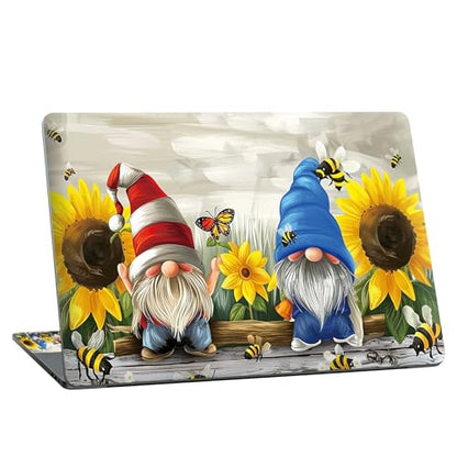 Universal Laptop Skin Sticker with 2 Wrist Pad Skins, Waterproof Scratch Resistant Vinyl Laptop Cover Decal, Cut to Fit for 11–15.6 Inch MacBook HP Dell Lenovo, Sunflower Gnome - color: Sunflower Gnome