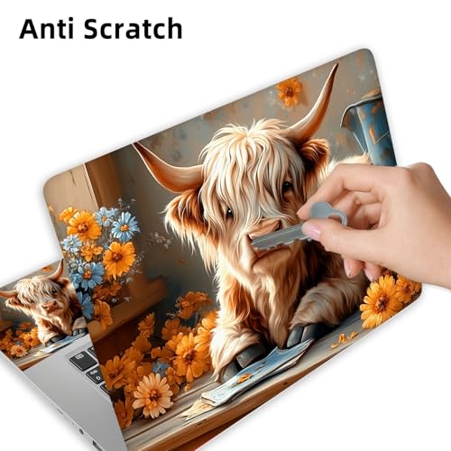Aesthetic Laptop Skin Cover,12-15.6 Inch Universal Vinyl Sticker Decal,Waterproof Scratch-Resistant Notebook Wrap,Removable Residue-Free Protector,Floral Cow - color: Floral Cow
