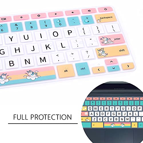 Keyboard Cover for Samsung Chromebook 4 3 XE310XBA XE500C13 XE501C13 11.6"/Chromebook 4 15.6" XE350XBA/Chromebook 2 XE500C12/Chromebook Plus V2 2-in-1 XE520QAB XE521QAB 12.2 inch,Cartoon Unicorn